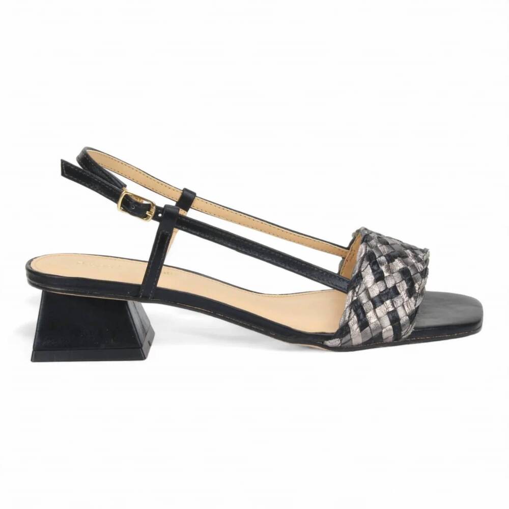 NEW BRUNO MENEGATTI women's kimberly leather slingback sandals in black carbon